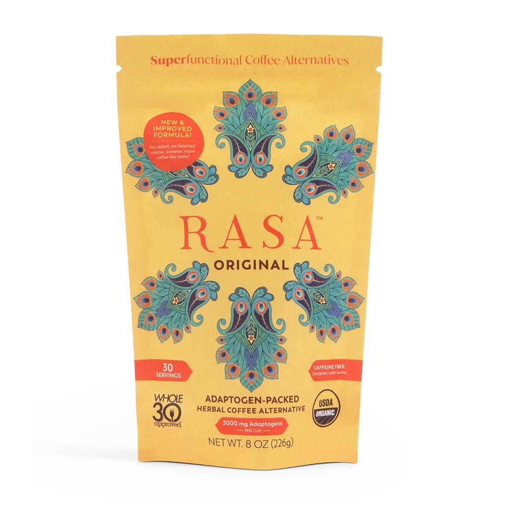 Rasa Original – Adaptogenic Mushroom Coffee Alternative to Support Better Overall Wellness, Better Sleep, Clearer Skin | Vegan, Keto, Whole 30, Ayurveda Wellness Tonic with Chaga + Reishi (8 oz / 30 Servings)