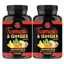 Angry Supplements Turmeric Ginger Maxx 60 Capsules w. Turmeric, Ginger Root, Omega 3, Bromelain, Quercetin & Black Pepper Extract – Wellness & Antioxidant for Men & Women (2-Bottles)