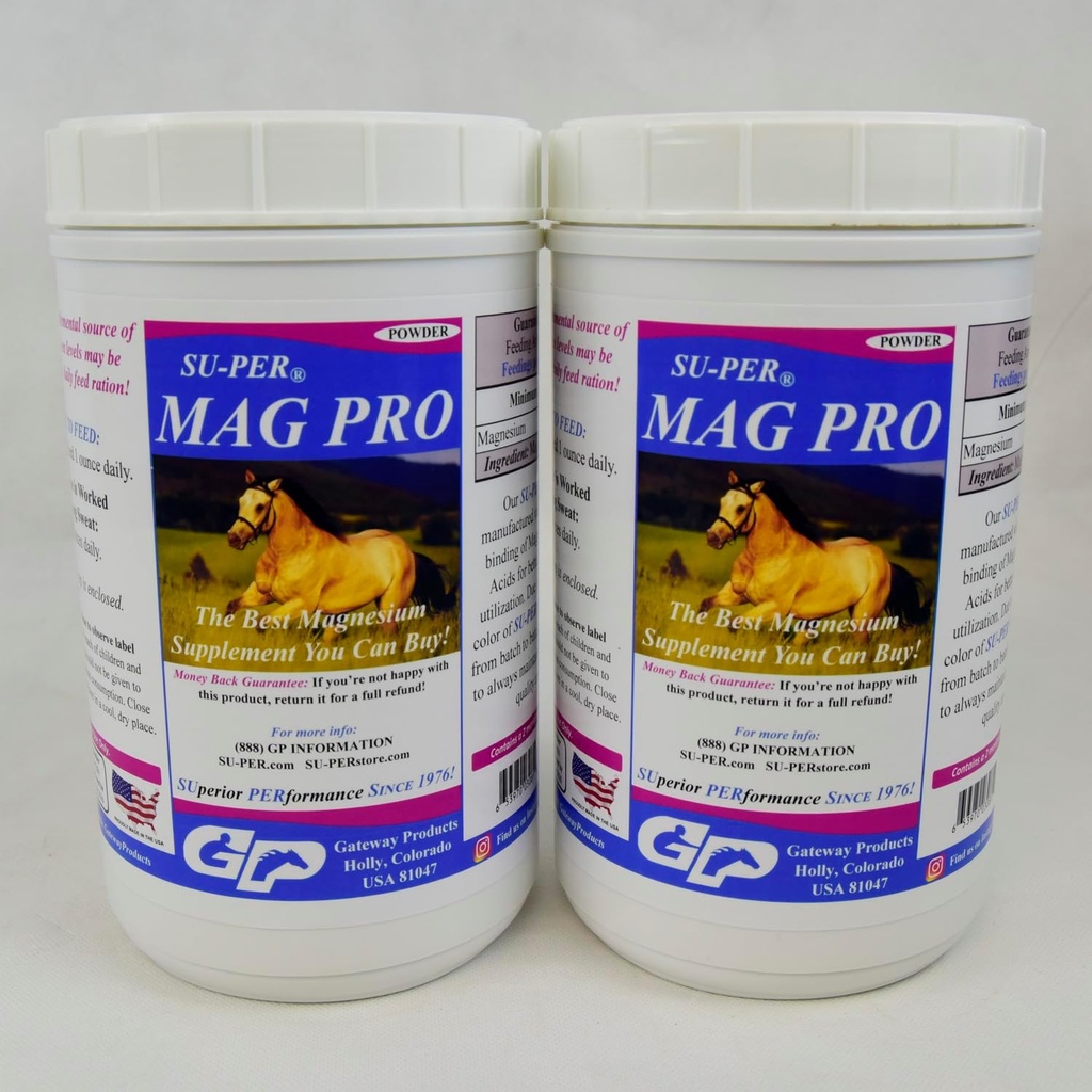 SU-PER Mag Pro Horse Calming Supplement - Support Normal Behavior & Calming Effect - Magnesium Supplement for Horses - 4 Pound, (2 Pack)