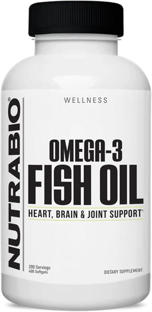 NutraBio Omega 3 Fish Oil Supplements, 2,000mg, 400 Softgels - EPA DHA Omega 3 Fatty Acid Supplement to Help Support a Healthy Heart