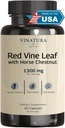 VINATURA Red Vine Leaf Extract - Horse Chestnut, 1300mg/serving *USA Made and Tested* Circulation and Vein Support for Healthy Legs - Helps Blood Flow, Leg Circulation - 60 Capsules (30 Servings)