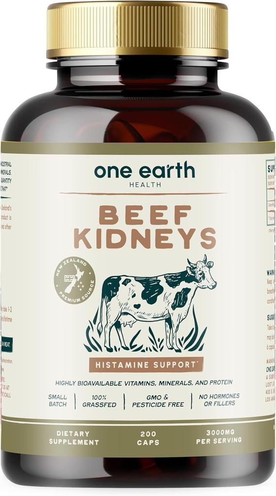 Grass Fed Beef Kidney Supplement - (200 Count) New Zealand Sourced for Kidney Support and DAO Health