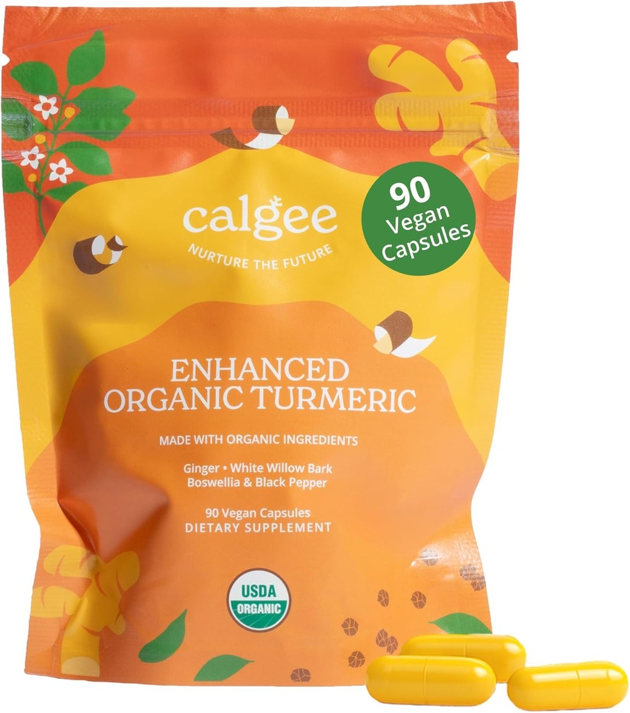 Premium 5-in-1 Turmeric Curcumin 1100mg Supplement: Enhanced Absorption Formula with Black Pepper, Boswellia & White Willow, USDA Organic Joint Wellness Support, Made in USA, 3rd Party Tested - 90 Ct.