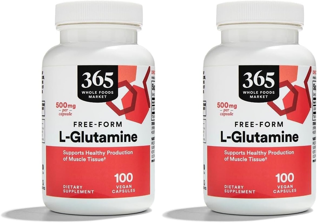Whole Foods Market, L Glutamine 500Mg Veggie Caps, 100 Count (Pack of 2)