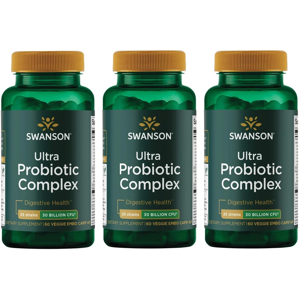 Swanson Ultra Probiotic Complex 30 Billion Cfu 60 Veg Capsules (3 Pack)