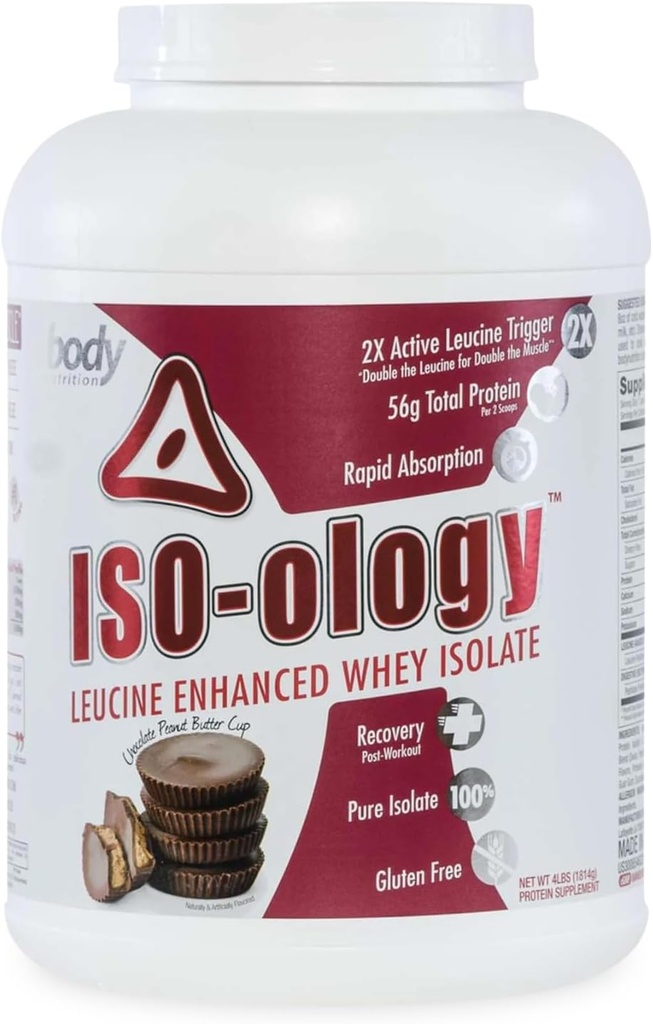 Body Nutrition ISO-Ology, Leucine-Enhanced Whey Isolate Protein Powder, Post-Workout Recovery Supplement, Isolated Grass Fed Whey, Chocolate Peanut Butter Cup Flavor, 4lb