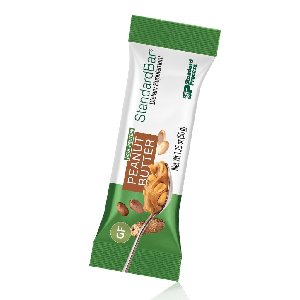 Standard Process StandardBar Peanut Butter - High Protein Bar for Energy & Healthy Snacking - Workout Bar - Vegetarian, Gluten-Free & Non-Soy - 18 Bars