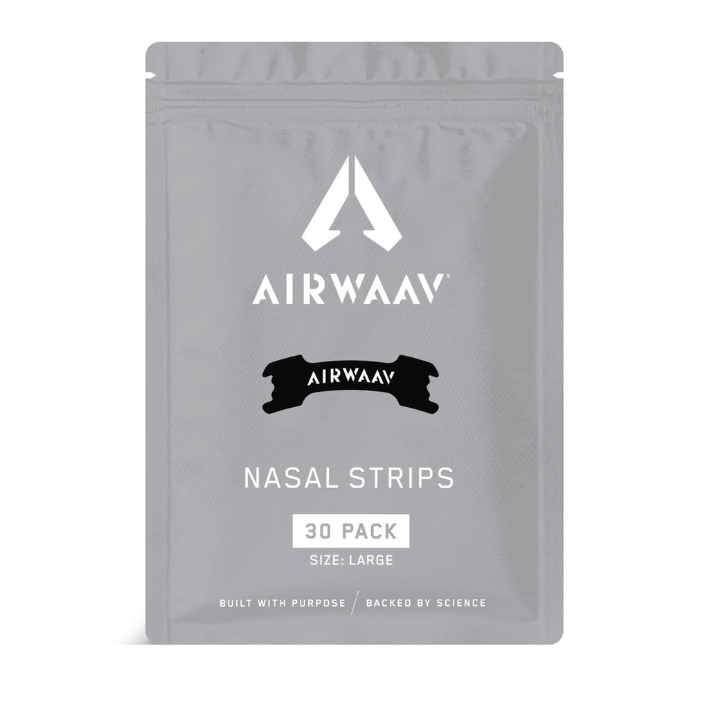 AIRWAAV Nasal Strips for Improved Performance & Sleep, 30 Count, Large | Boost oxygen intake, reduce snoring, breathe better; extra strength for sleep quality & recovery