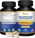 Magnesium Glycinate 1000mg with Vitamin D3 & B6-500mg per Capsule - Pure Elemental Mag Supplement Complex for Sleep, Muscle, Bone Health - Replace Gummies, Tablets & Powder - 120 Capsules