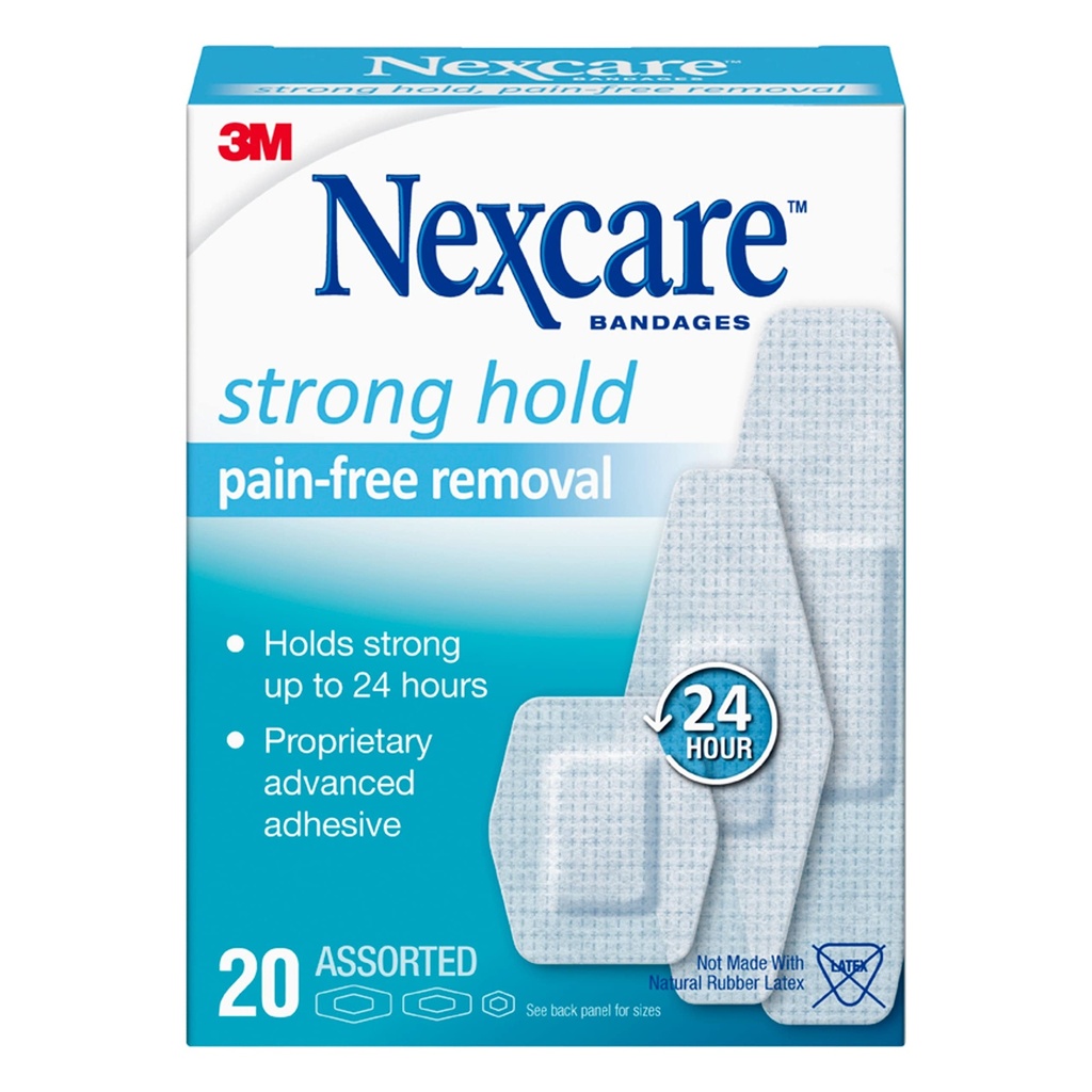 Nexcare Strong Hold Pain Free Removal Bandages, Assorted, 20 count