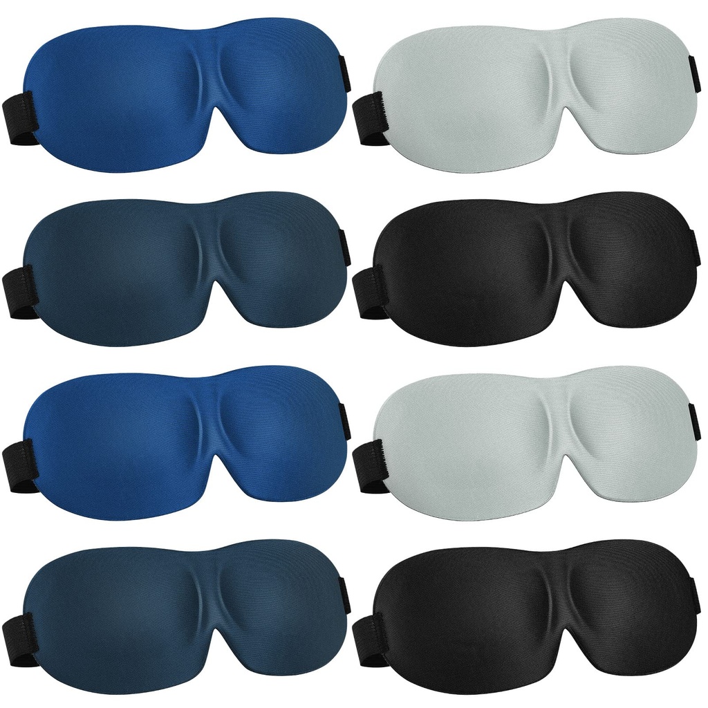 8 Pcs Sleep Mask for Side Sleeper 3D Eye Masks for Sleeping Blackout Eye Cover Shade Night Blindfold with Adjustable Strap for Women Men Sleeping Game Gifts(Medium,Retro Colors)