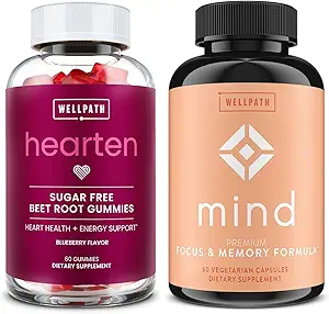 WellPath Beet Root Gummies (Sugar Free) 1500 mg – Blueberry Flavor for Blood Pressure Support and Mind Brain Supplement with Lion's Mane - Supports Focus & Memory, 60 Ct