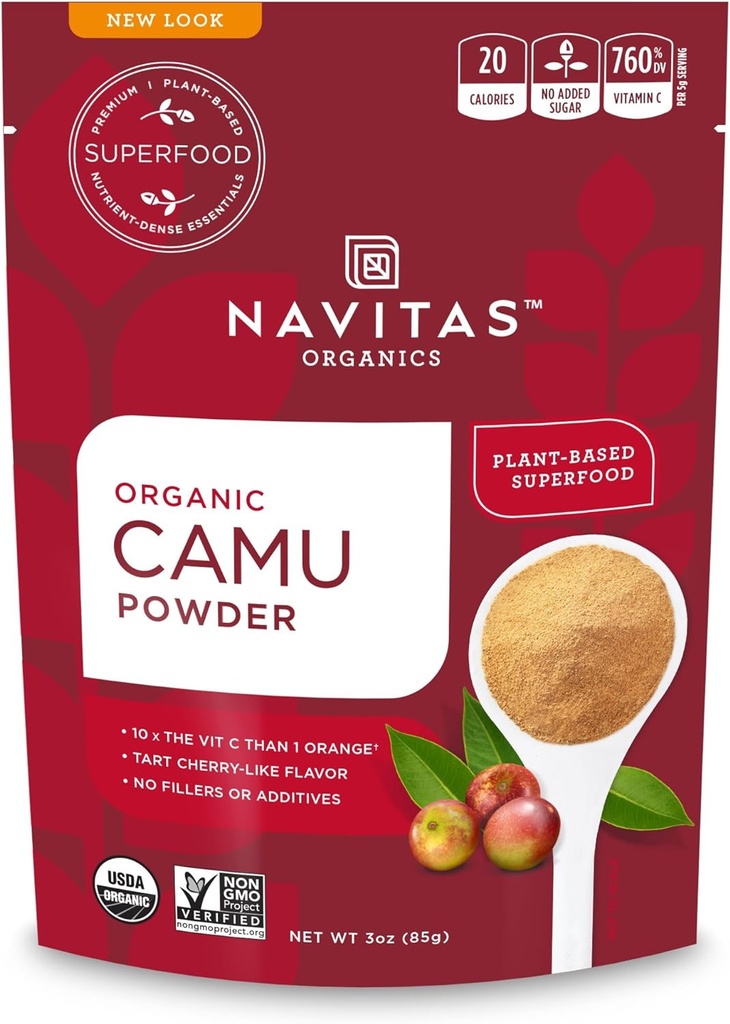 Navitas Organics Camu Camu Powder, 3 oz. Bag, 17 Servings — Organic, Non-GMO, Gluten-Free