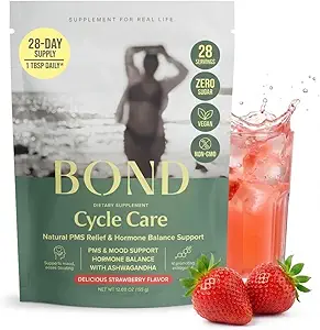 BOND Cycle Care – PMS Support Supplement & Hormone Balance for Women – Cortisol Reducer with Ashwagandha, L-Tryptophan, Magnesium, Turmeric Extract & Glutathione for Mood & Cycle Relief, 28 Servings