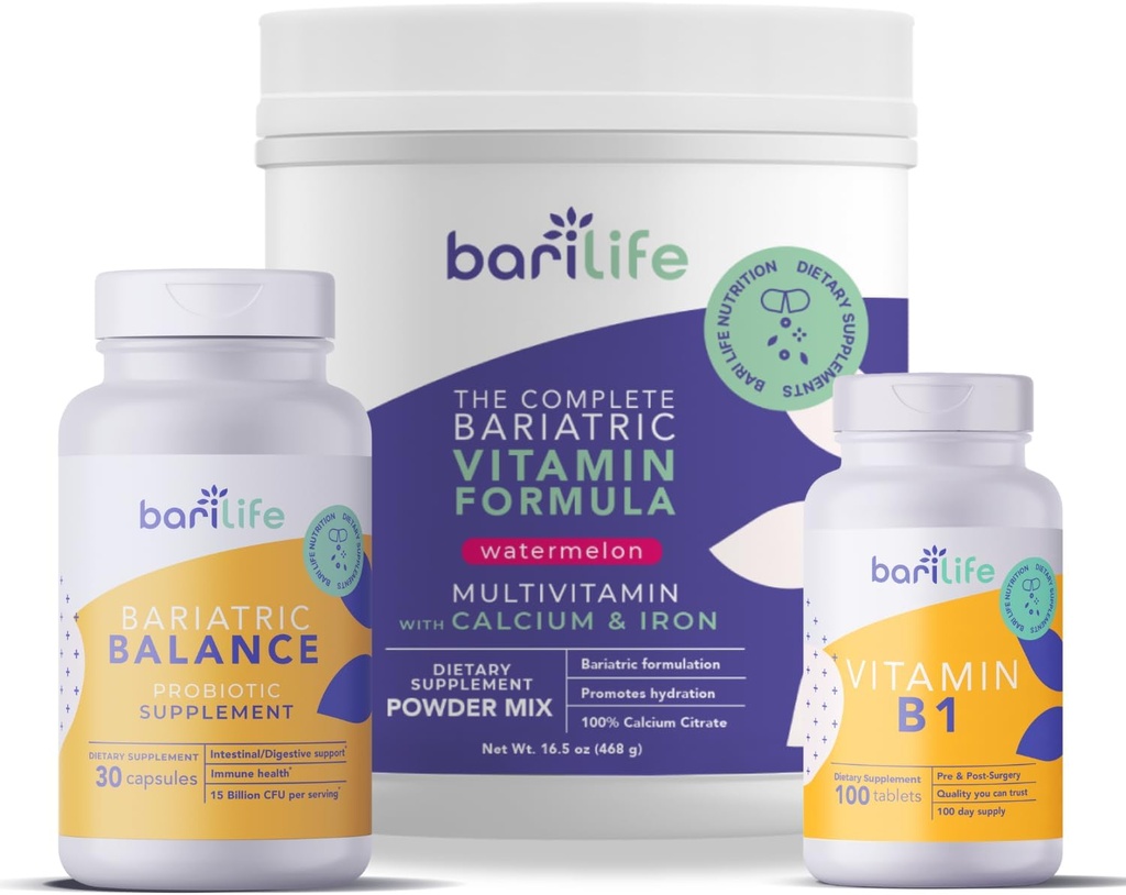 Bari Life Complete Bariatric MultiVitamin Powder (Watermelon) and Bariatric Balance – Probiotic Supplement and Vitamin B1