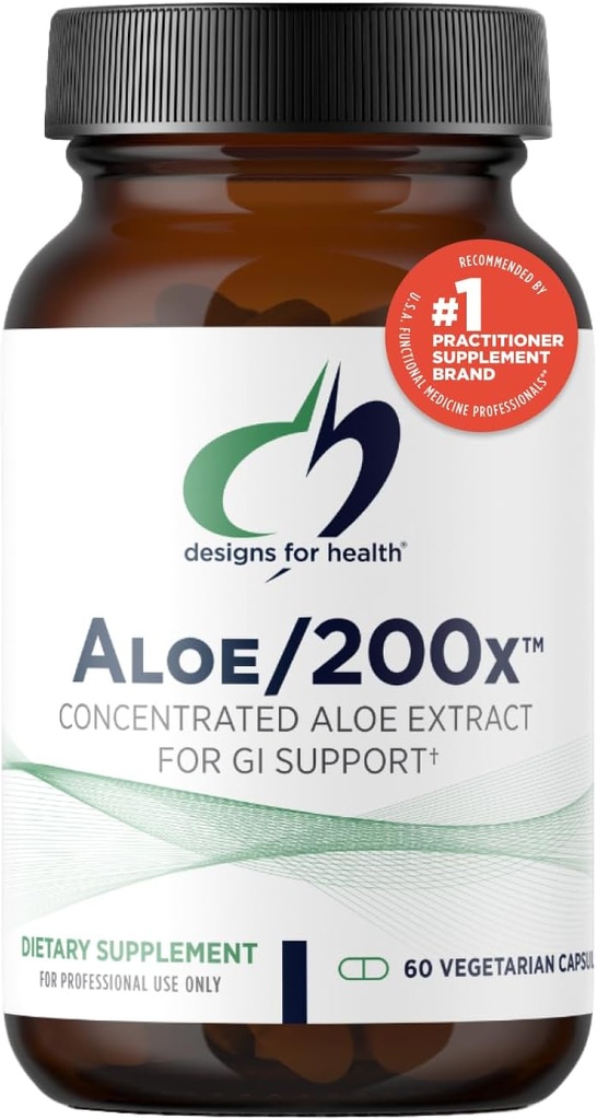 Designs for Health Aloe/200x - 200mg Aloe Vera Extract - Highly Concentrated Aloe Leaf Supplement for GI Support - Non-GMO, Vegetarian Pills (60 Capsules)