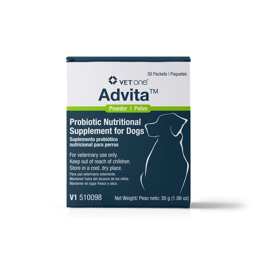 Vet One Advita™ Probiotic Powder for Dogs, a Daily Nutritional Supplement to Maintain Immune System, Appetite, & Digestion in 30, 1g Packets (3-Pack)