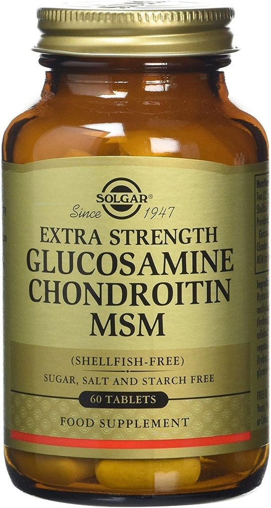 Solgar Triple Strength Glucosamine Chondroitin MSM, 60 Tablets - Promotes Healthy Joints, Supports Comfortable Movement - Shellfish Free - Gluten Free, Dairy Free - 30 Servings