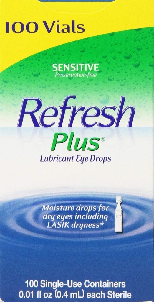 Allergan Refresh Plus Lubricant Eye Drops Single-Use Vials - LargerSize 2Pack (100 ct )