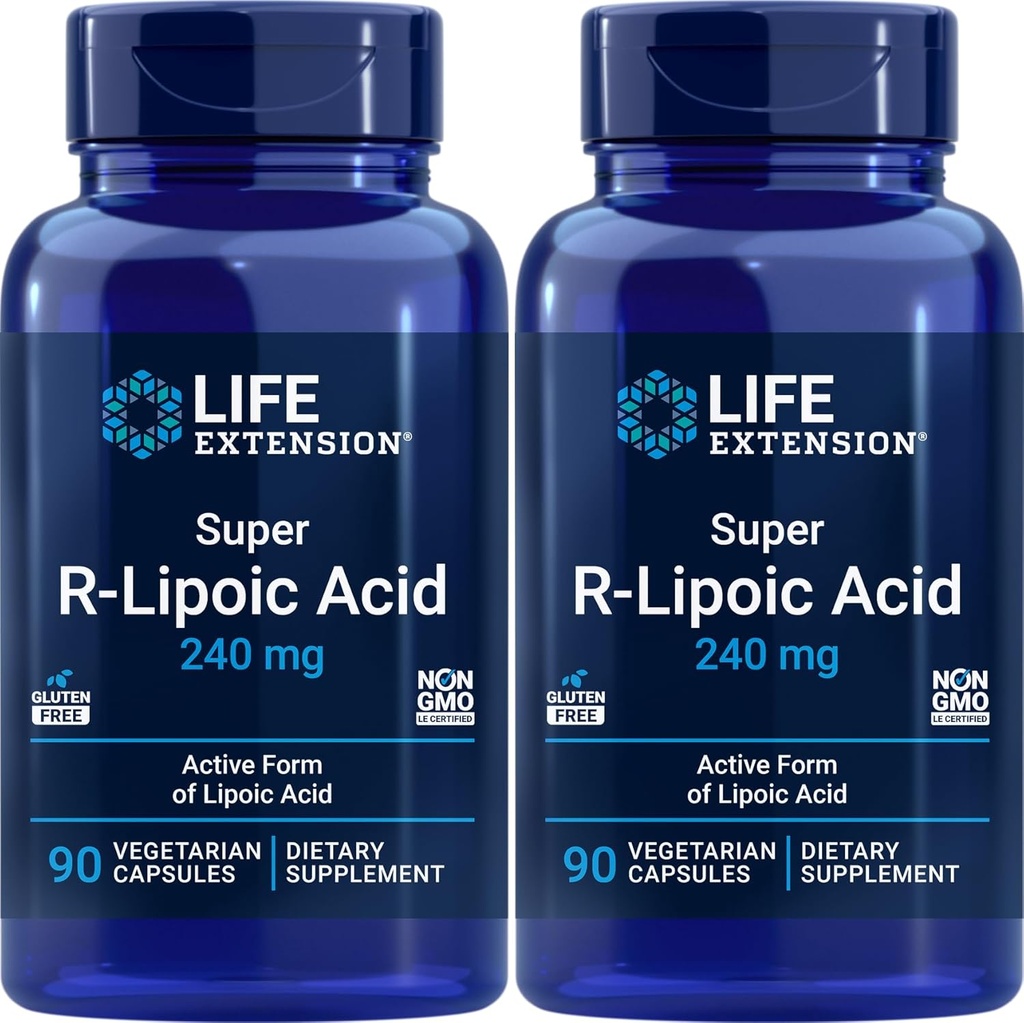 Life Extension Super R-Lipoic Acid 240mg, 90 Veg Capsules (Pack of 2)