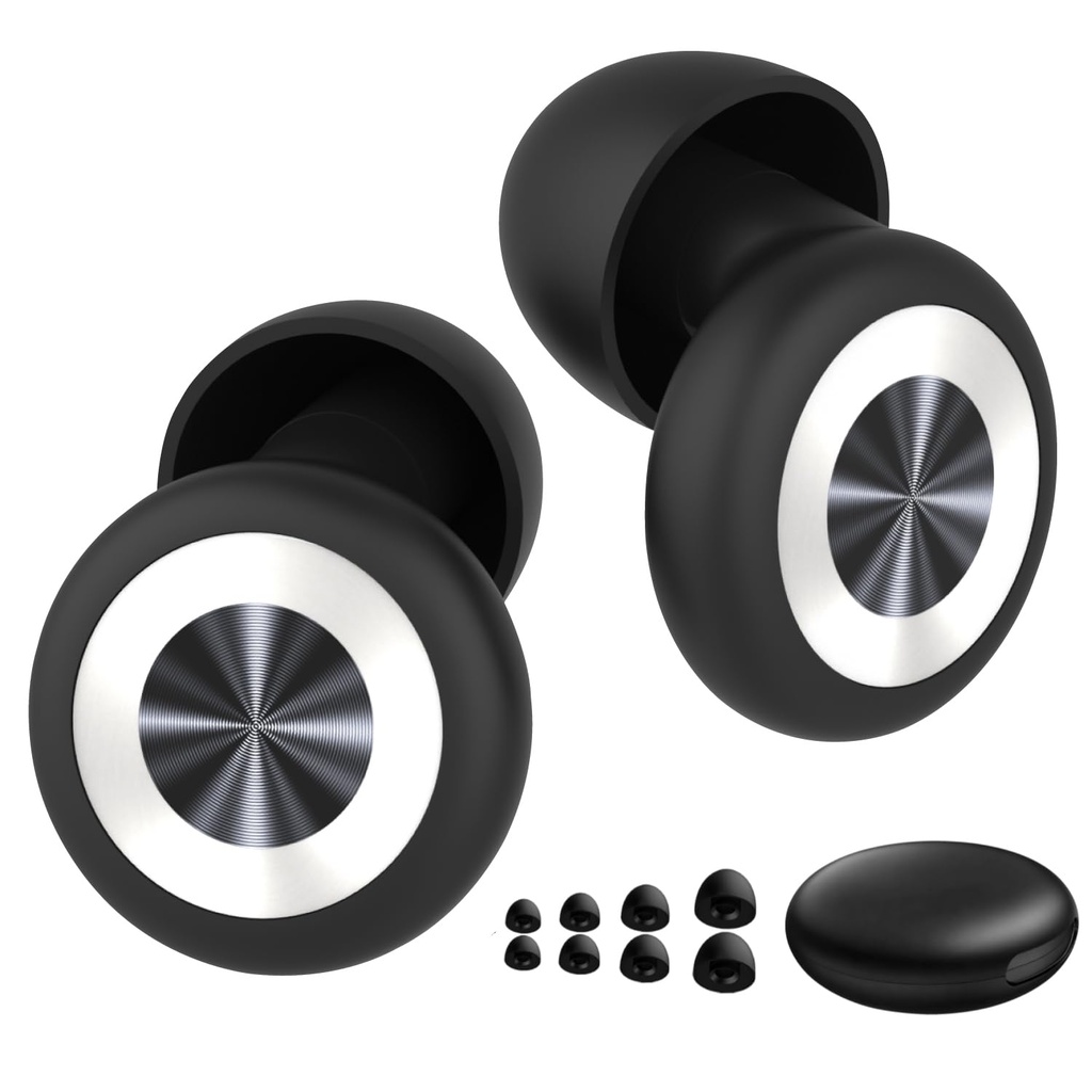 50dB Ear Plugs for Noise Reduction, Earplugs for Hearing Protection - Sleeping & Snoring, Concerts, Airplane, Socializing, Silicone Comfort Fit Ear Plugs for All-Day Noise Sensitivity Relief (Silver)