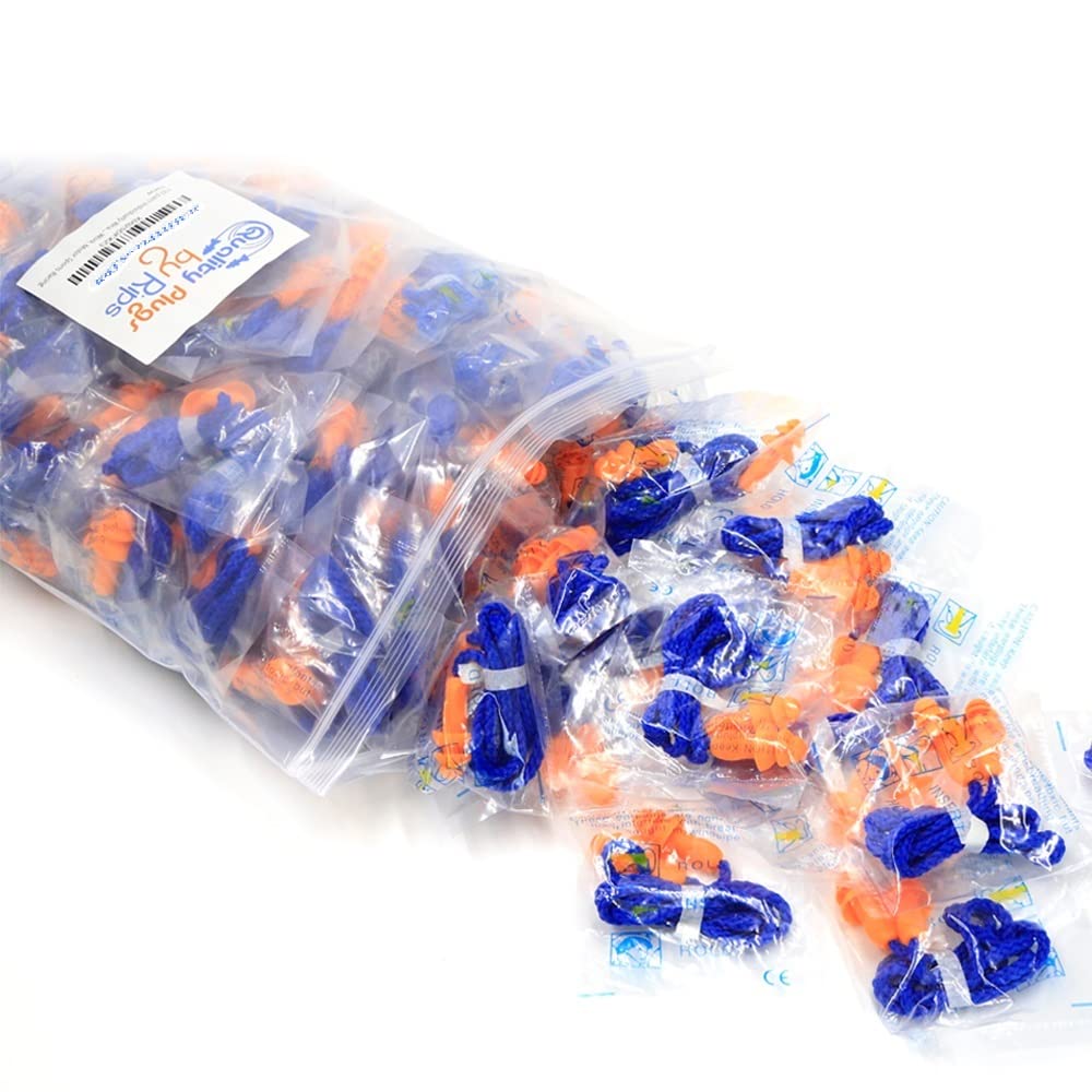 Quality Reusable Earplugs 100 Pair - 25dB Corded Silicone Ear Plugs for Shooting Construction Work Ear Plugs Motorcycle Range Hunting Hearing Protection Ear Protection for Mowing Earplugs Reusable