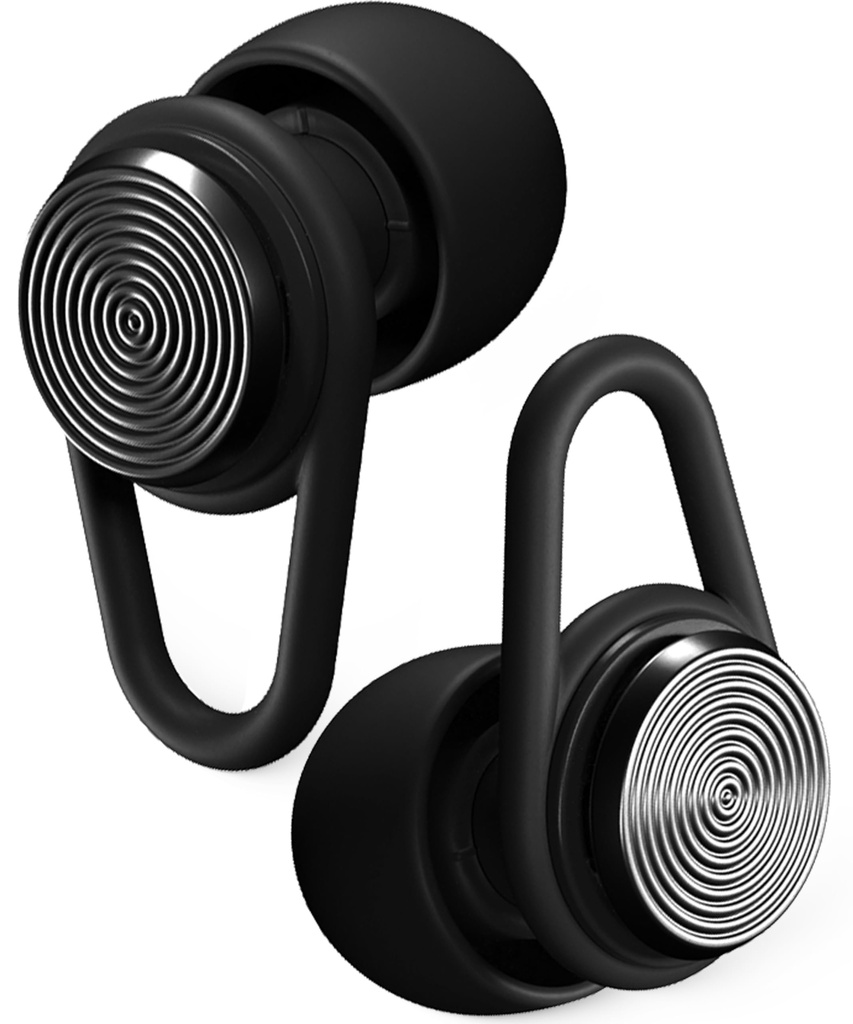 Hears One Ear Plugs for Noise Reduction - Patented Reusable Concert Earplugs, 20dB SNR Sound Reduction, Hypoallergenic for Musicians, Motorcycle and Sleeping with 4 tip Sizes - Silver Night