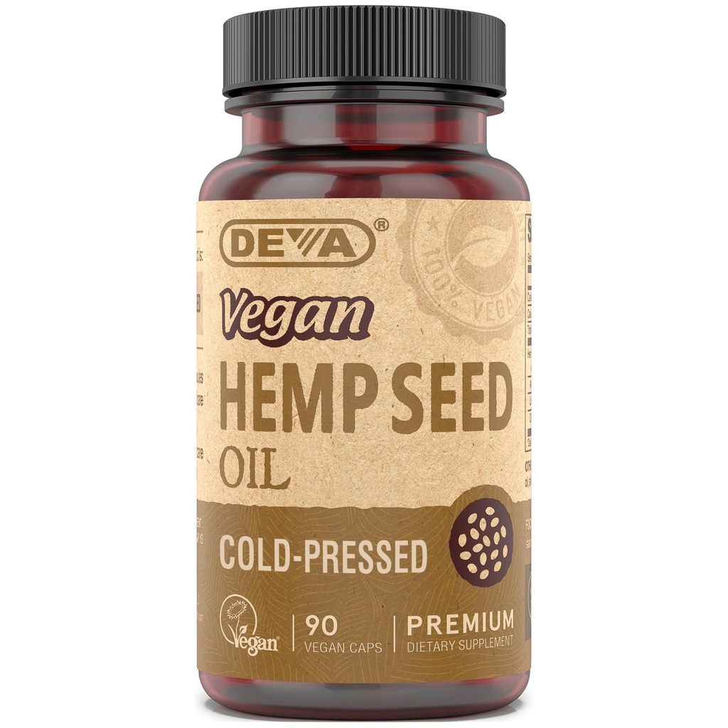 DEVA Vegan Virgin Hemp Seed Oil Capsules – Cold-Pressed, Unrefined, 90 Count