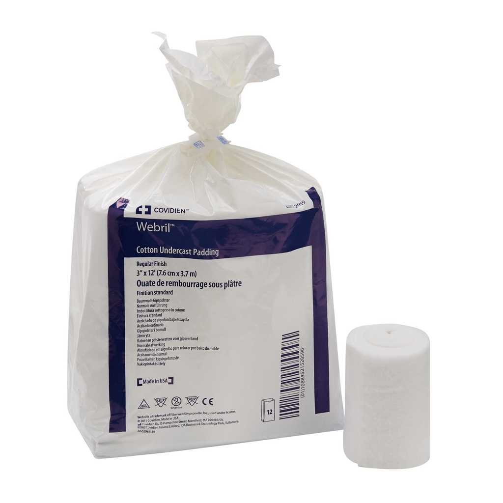 Casting Supplies Webril 2059 100% Cotton Undercast Padding 3" X 4 Yds Bg/12
