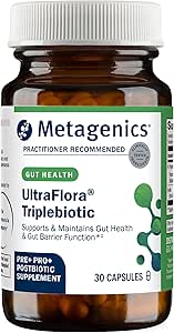 Metagenics UltraFlora Triplebiotic - Shelf-Stable Digestive Supplement with Akkermansia for Gut Health, Microbiome & Immune Support* - Contains Prebiotic, Probiotic & Postbiotic - 30 Capsules