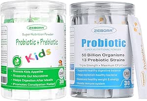 ZEBORA Probiotics for Women, Men and Kids Age 3+, Prebiotics and Probiotics Powder for Digestive and Immune Health – Support Healthy-Respiratory-System Gluten Free and Non GMO, 30 Bags