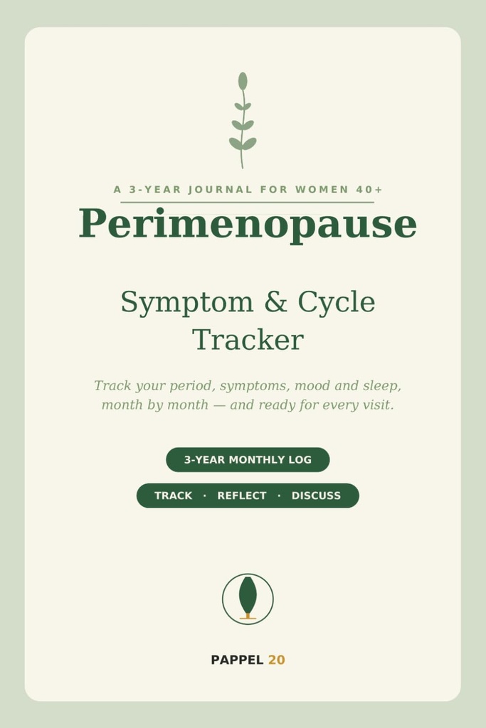 Perimenopause Symptom & Cycle Tracker: A 3-Year Monthly Journal to Log Your Period, Hot Flashes, Sleep & Mood — Find Your Patterns and Prep for Every Doctor Visit