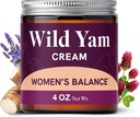 Wild Yam Cream for Hormone Balance | 3450mg Wild Yam for Herbal Menopause & PMS Support | Enriched with Vitex, Black Cohosh, Lavender & More | Estrogen & Progesterone Free Balancing Cream | 4 Oz.