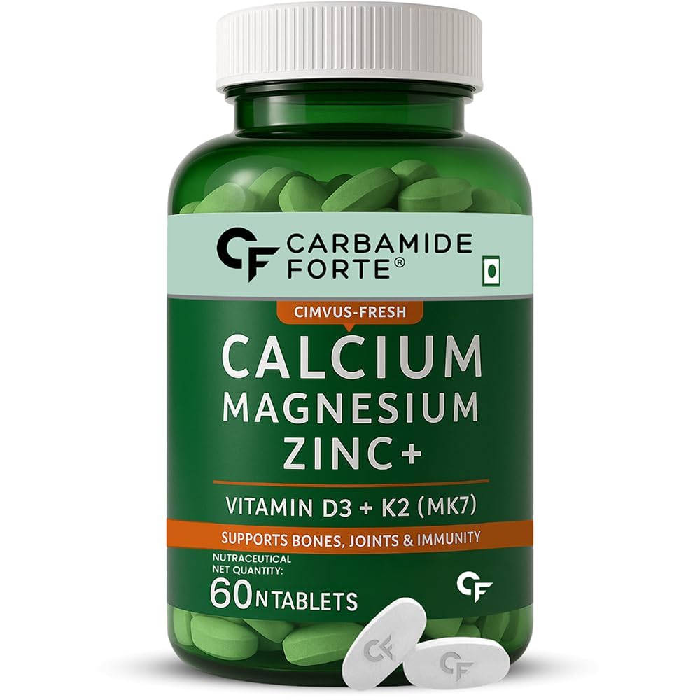 Carbamide Forte Veg Calcium And Vitamin D3 Tablets | Calcium Tablets For Women & Men | Magnesium Zinc Supplement With Vitamin D3 + K2 MK7 To Support Bones Health, Joints & Immunity - 60 Tablets