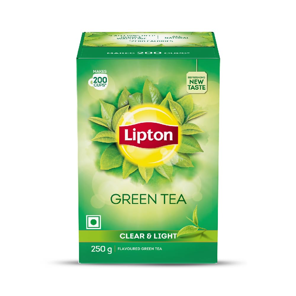 Lipton Green Tea, Clear & Light, 250gm, for Weight Loss, with Catechins to Boost Metabolism, Zero Added Sugar, All Natural Ingredients