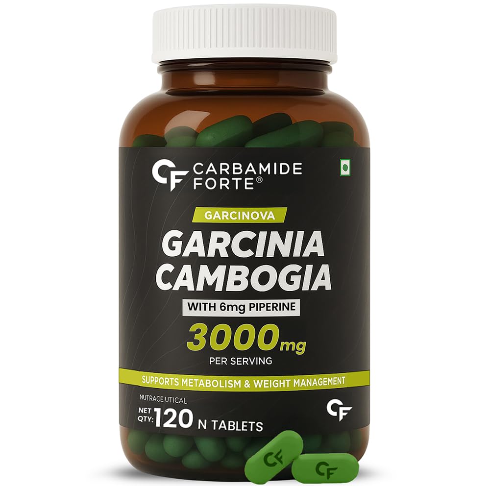 Carbamide Forte Garcinia Cambogia 3000mg 60% HCA & 6mg Piperine Per Serving | Weight Loss Supplement- 120 Veg Tablets