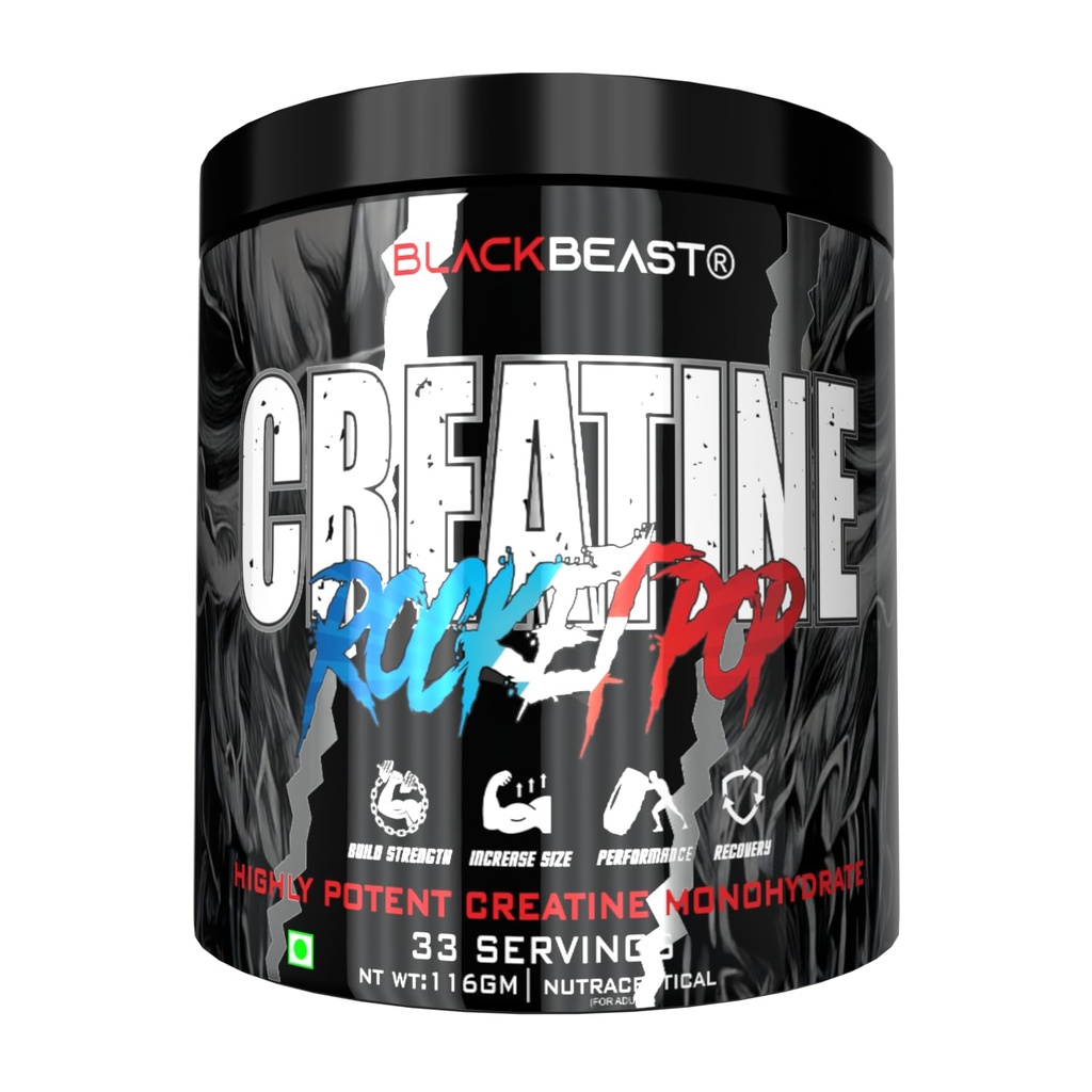 Black Beast Creatine | 3000mg Ultra Micronized Creatine Monohydrate, Unrivaled Muscles Mass & Strength (33 Servings, Rocket Pop)