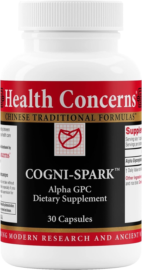 Health Concerns Cogni-Spark – Brain Support for Memory, Focus, and Mental Clarity – Alpha-GPC Choline Supplement for Cognition, Nerve Function & Longevity – Cognitive Health Formula – 30 Capsules