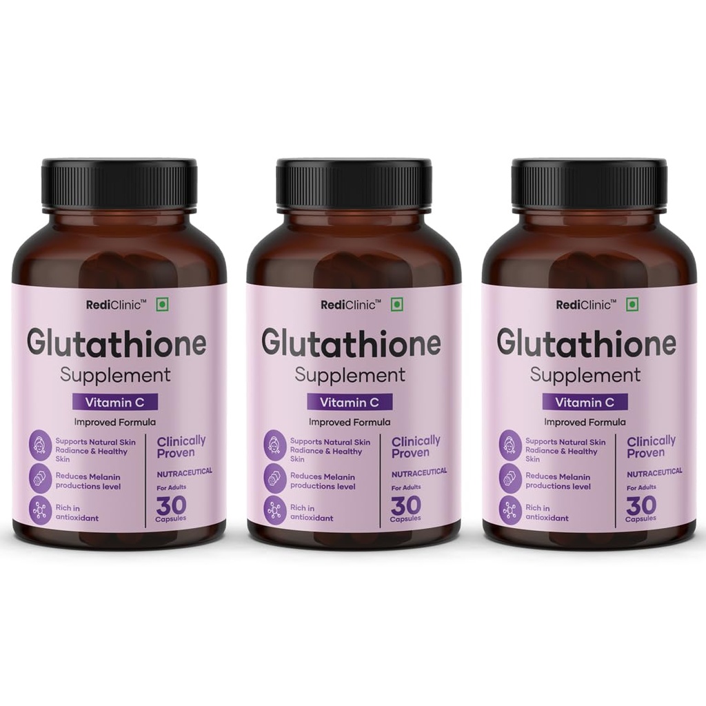 Japanese Glutathione Capsules with Vitamin C |Antioxidant, Detox & Supports Glowing Skin | Helps in Healthy, Radiant & Youthful Skin | 30 Capsules - Pack of 3