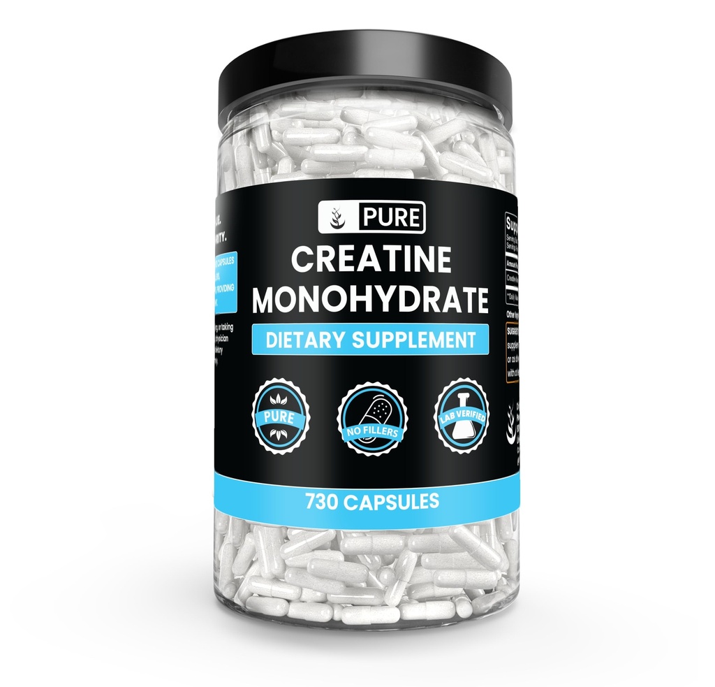 Pure Original Ingredients Creatine Monohydrate (730 Capsules) No Magnesium Or Rice Fillers, Always Pure, Lab Verified