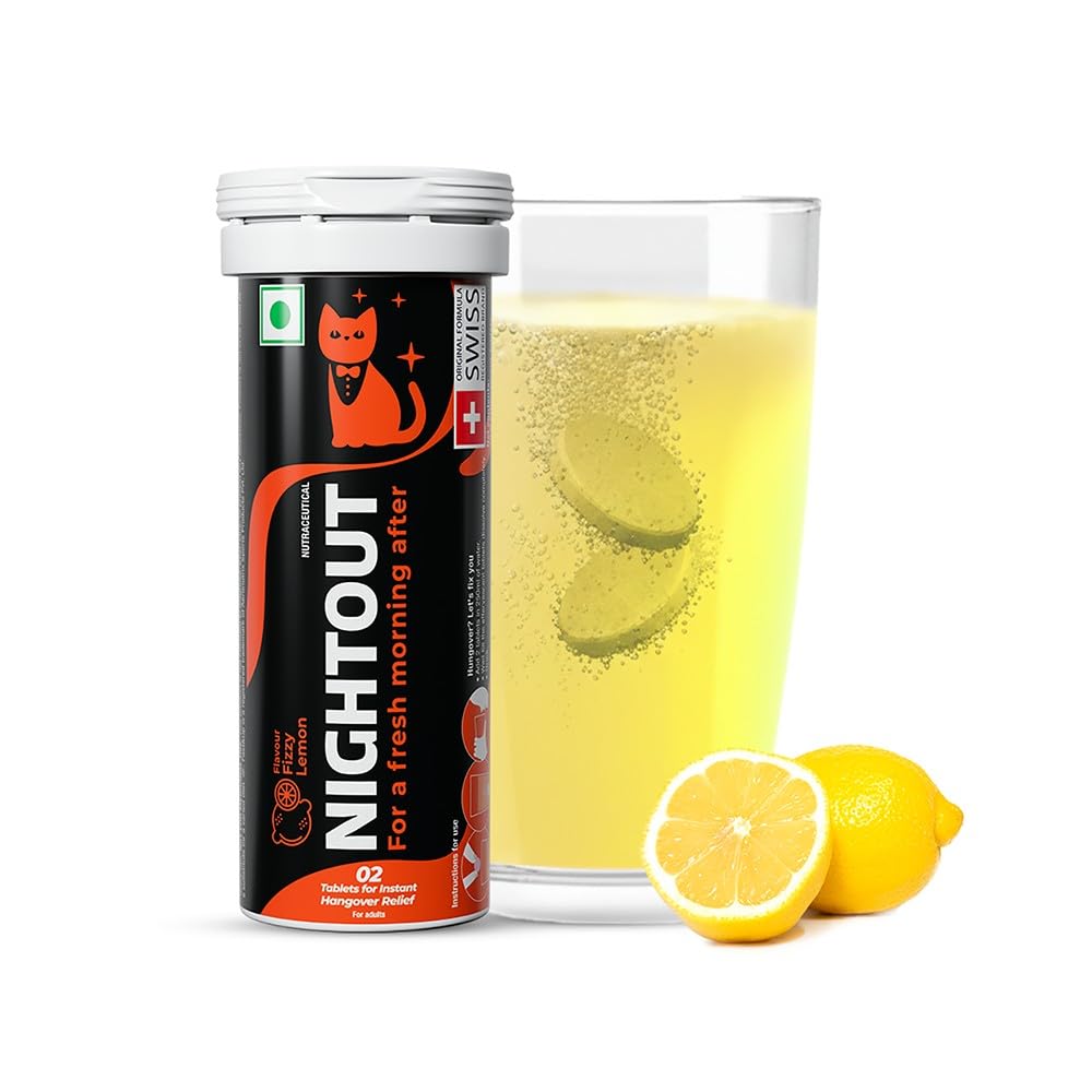 Fast&Up NightOut | 10 Effervescent tabs | Instant Hangover Relief | Helps detoxify liver | Rapid hydration & energy | Helps prevent Hangover | Zero sugar | Fizzy lemon flavour