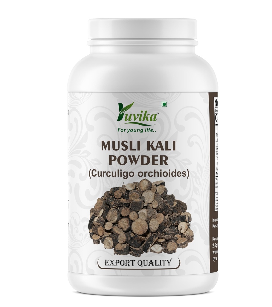 Yuvika Musli Kali Powder - Curculigo Orchiodes - Black Musli 100 Grams