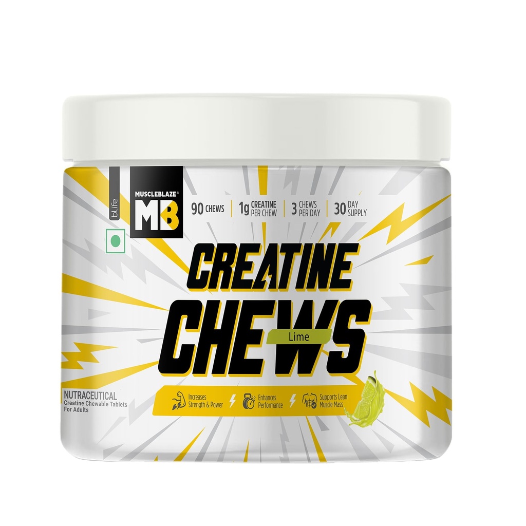 MuscleBlaze Creatine Chews, Lime Flavour, 90 Tablets