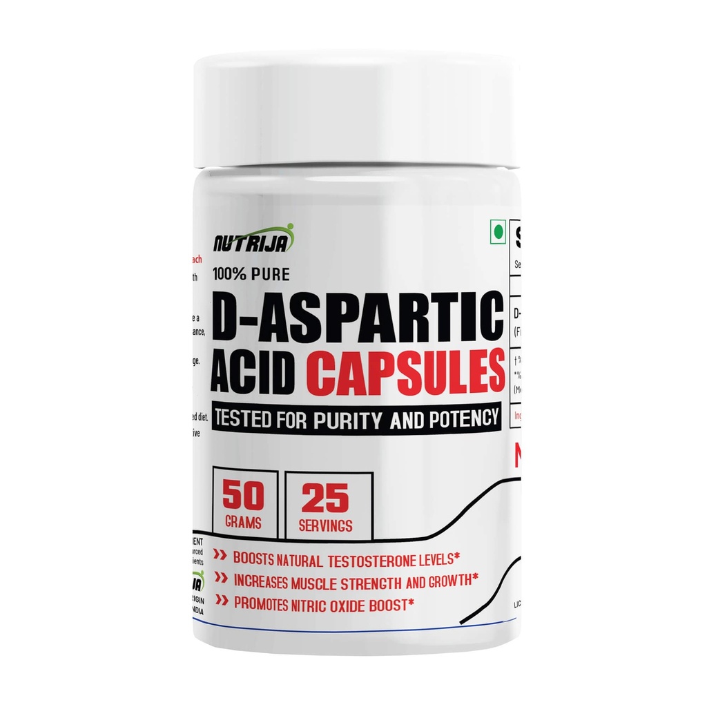 NutriJa D-Aspartic Acid Powder 50g | 2000mg DAA Per Serving | 25 Servings | Pure DAA Amino Acid Supplement | Unflavoured Powder for Men’s Fitness, Gym Training & Active Lifestyle