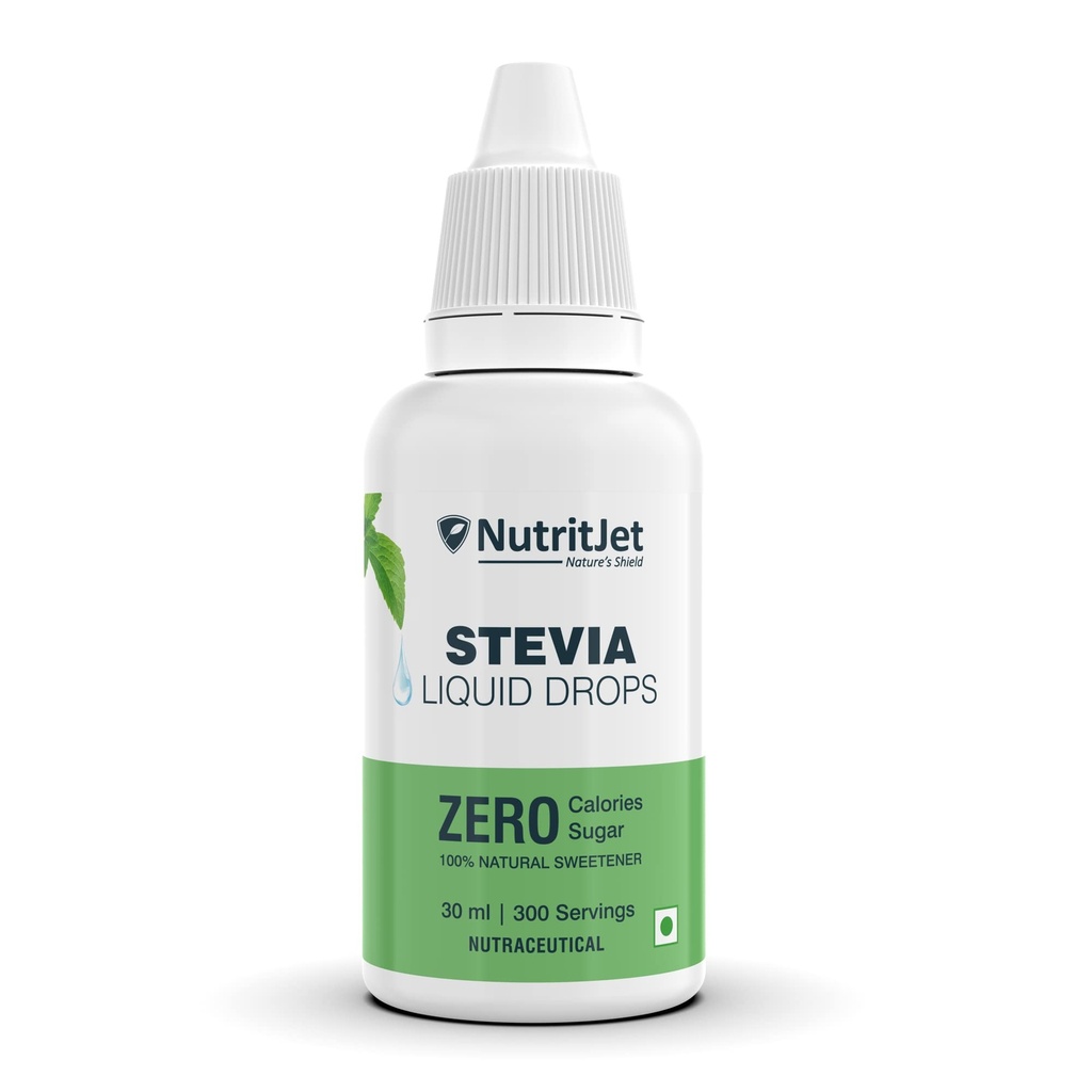 NutritJet Stevia Liquid Drops Natural - Zero Calories & Zero Carbs, Sugar Substitute Great for Weight Control - 30ml