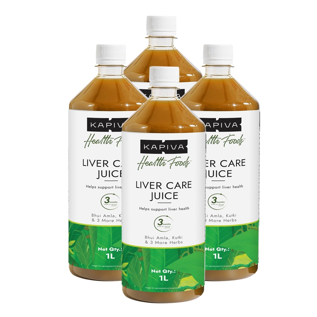 Kapiva Liver Care Juice | Anti-oxidant Rich Supplement With 5 Ayurvedic Herbs to Benefit Liver Health 1L (Pack of 4)