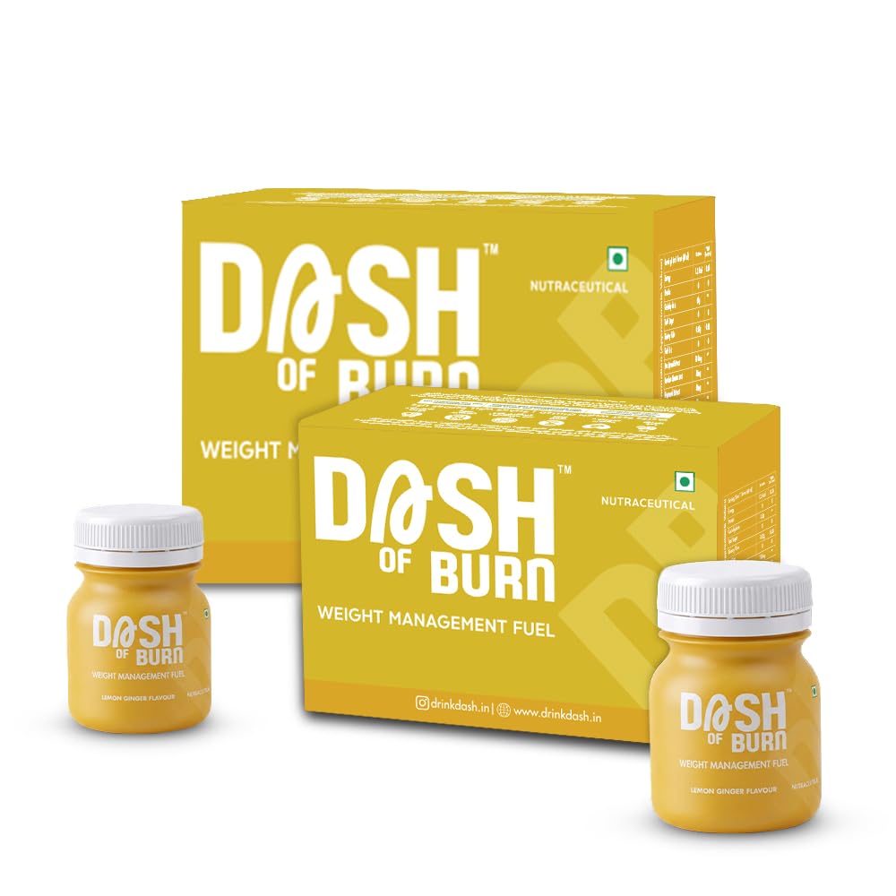 DASH OF BURN Metabolism Support Shots | Supports Fat Burning, Craving Control & Weight Management | L-Carnitine, Green Coffee, Inulin | Pack Of 12 (12x60 ML) Wellness Shots