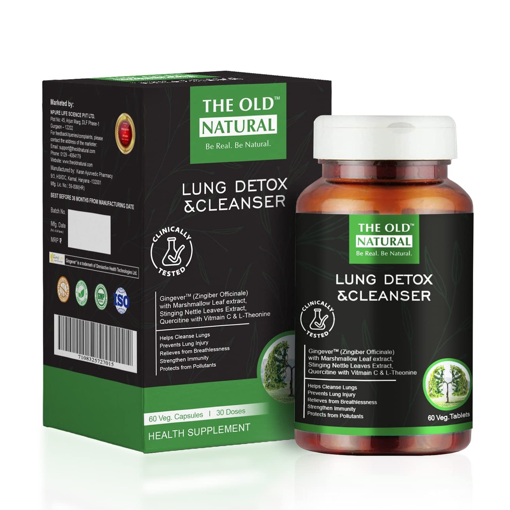 Lungs Detox Tablets | 19-in-1 Lung Cleanse Formula with Marshmallow Leaf, Quercetin, Nettle, Vasaka, Mullein & Vitamin C | Supports Respiratory Health & Mucus Clearance | 60 Tablets