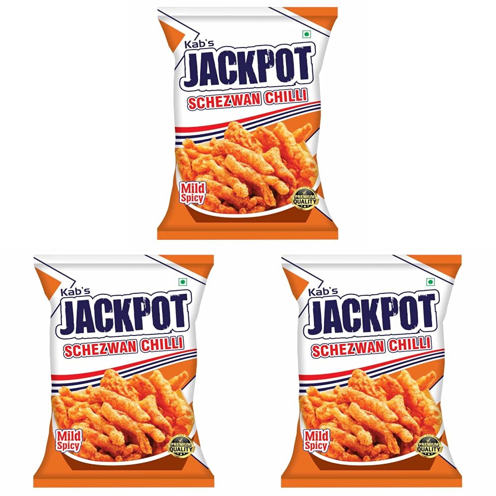 Kab's Jackpot Schezwan Chilli Sticks 80 gm (Pack of 3)