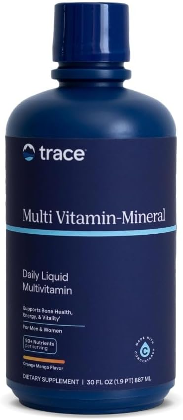 Trace Minerals Liquid Multi Vitamin-Mineral - Liquid Vitamin Supplement for Daily Health Support - Energy Support - Bone Health - Gluten-Free - Orange Mango - 30 fl oz (30 Servings)
